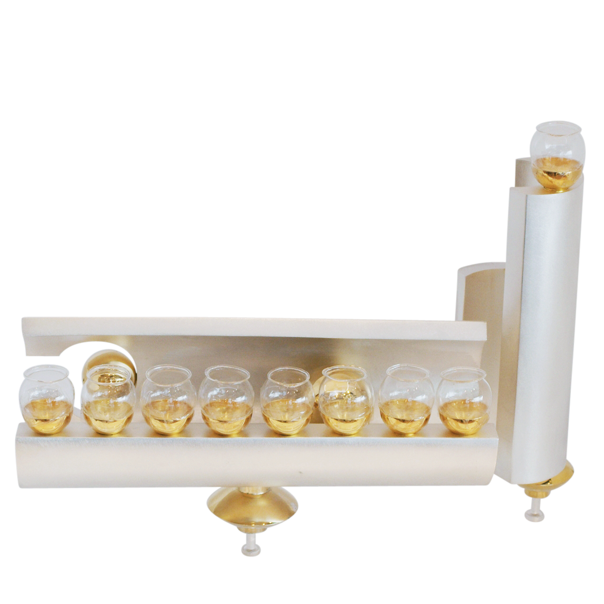 Menorah with candles on a white background