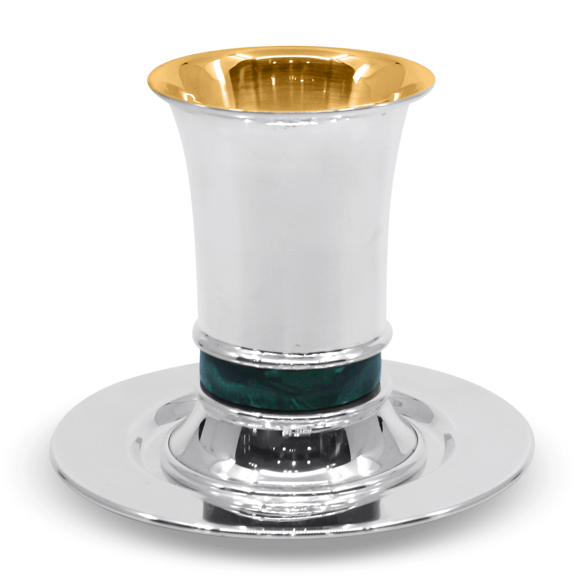 Modern Hammered Malachite Kiddush Cup