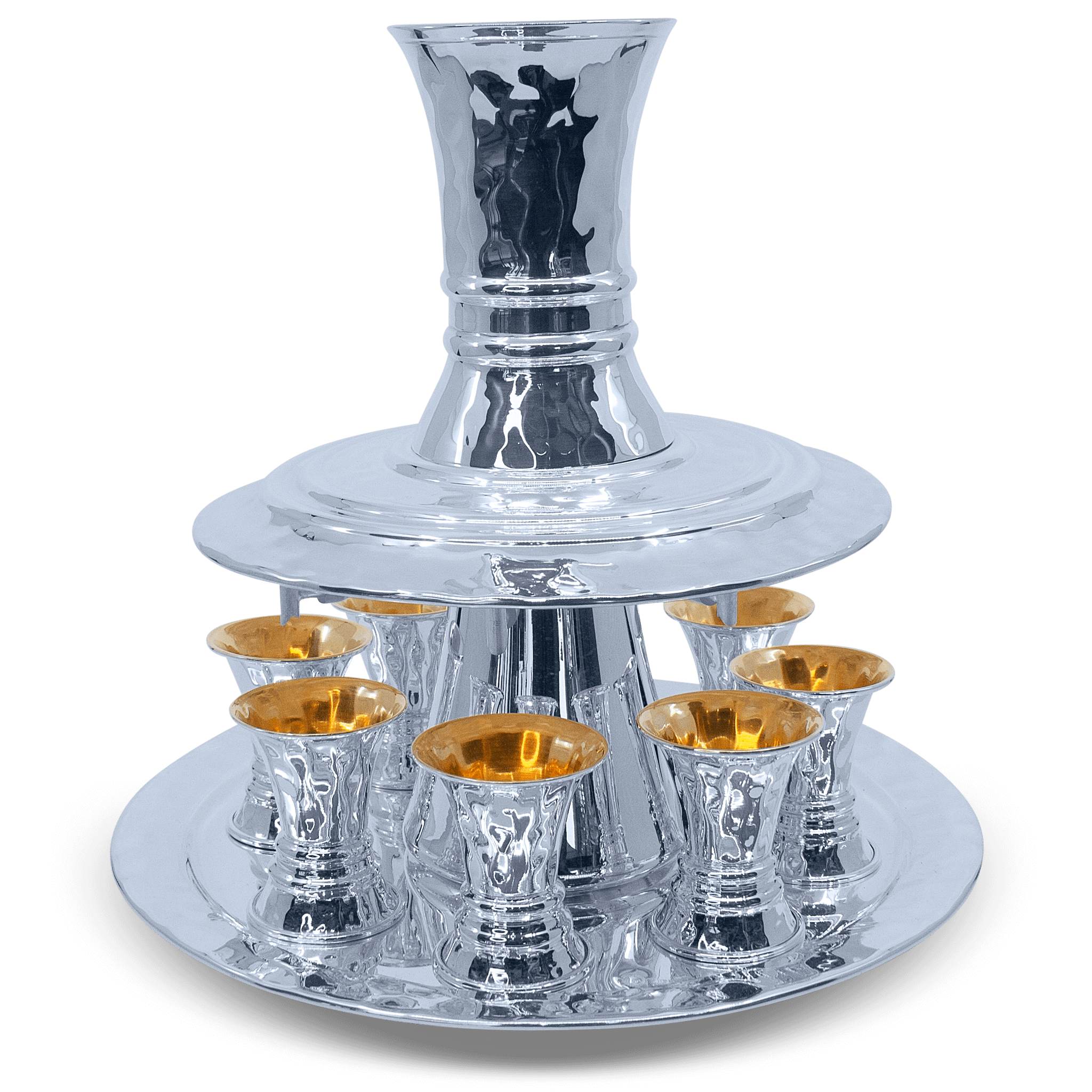 Modern shaped Hammered Kiddush Wine Fountain - 8 Guests