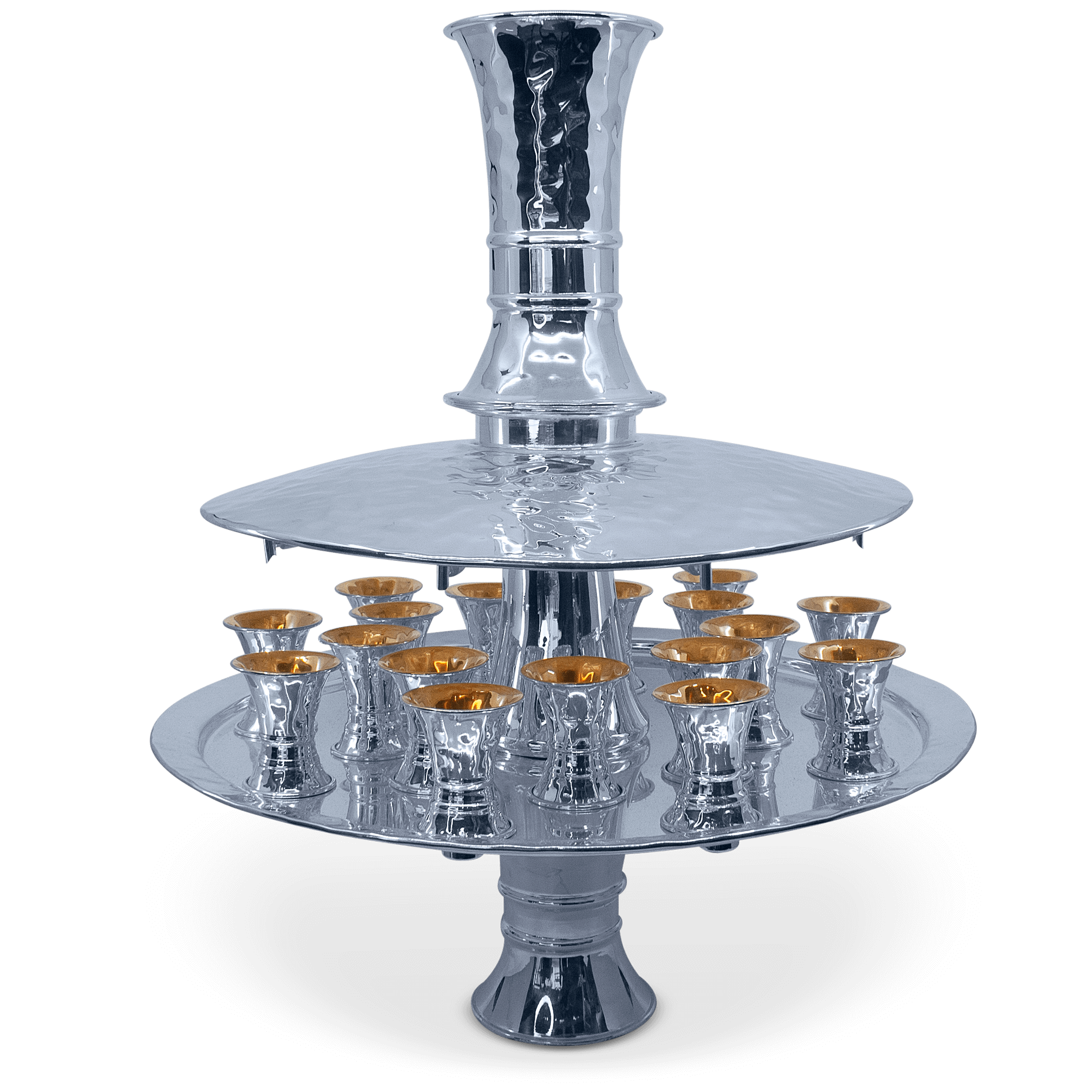 Modern shaped Hammered Silver Wine Fountain - 18 Guests