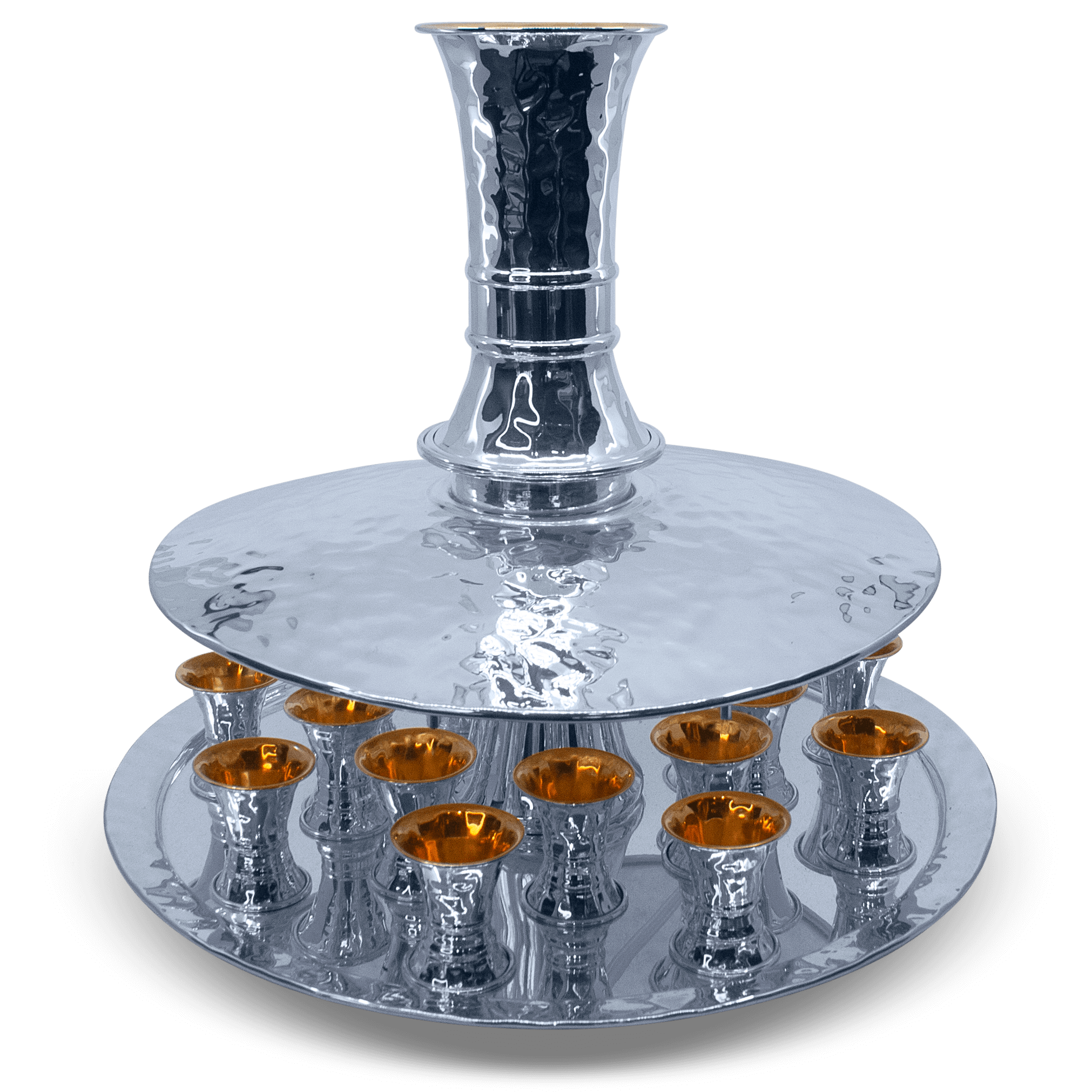 Modern shaped Hammered Silver Wine Fountain - 18 Guests A