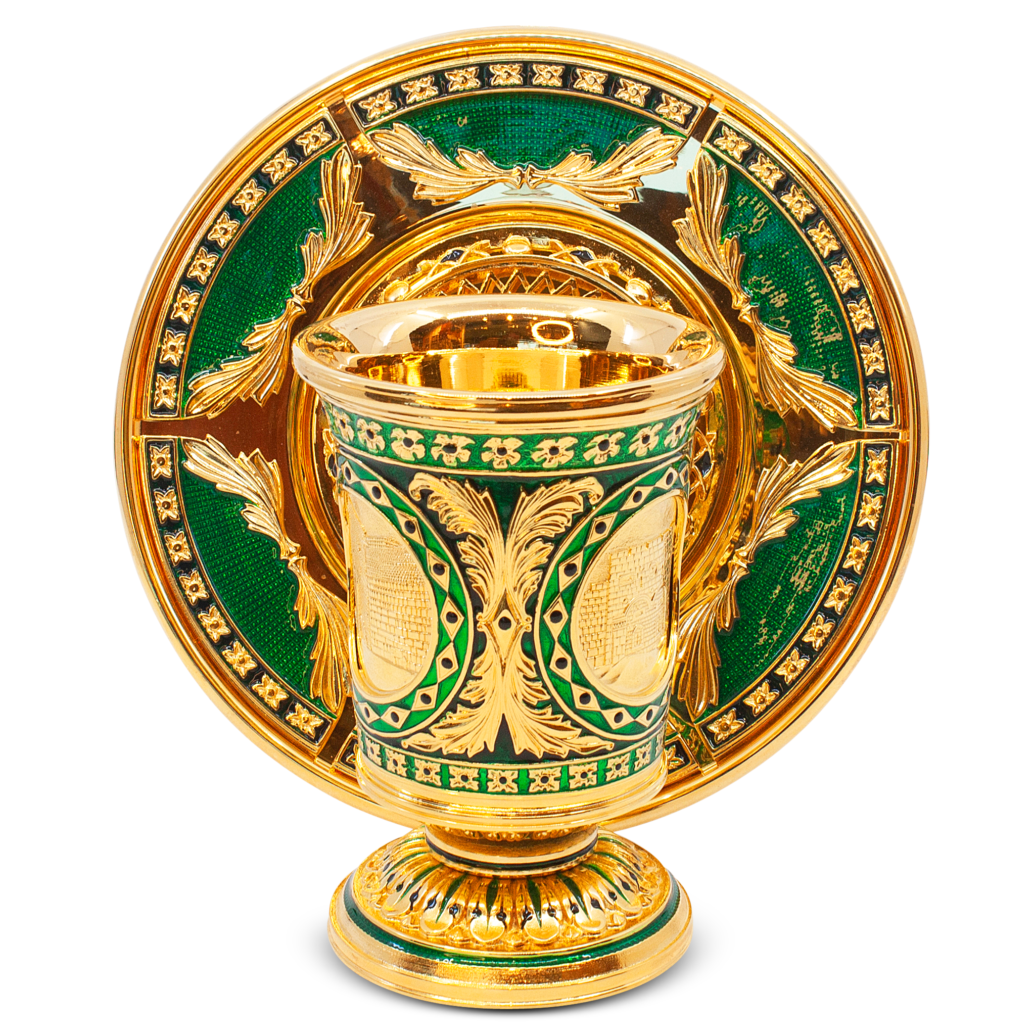 Gold and green kiddush cup