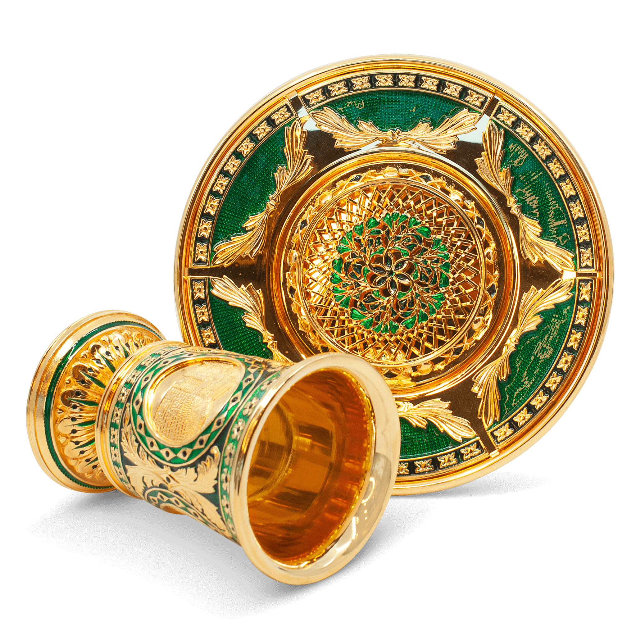 Gold and green plated silver kiddush cup B