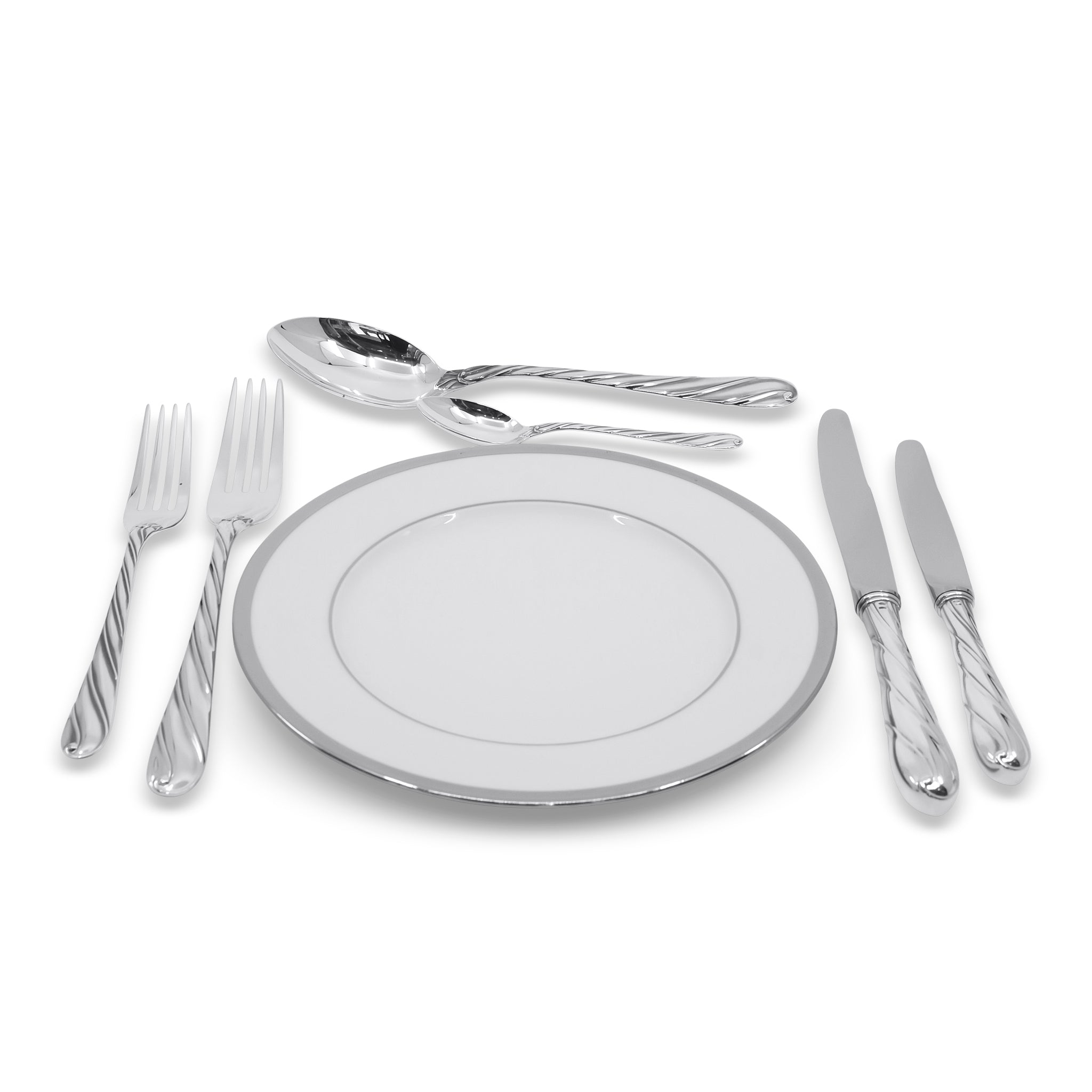 סט סכו״ם כסף ספירלה 24