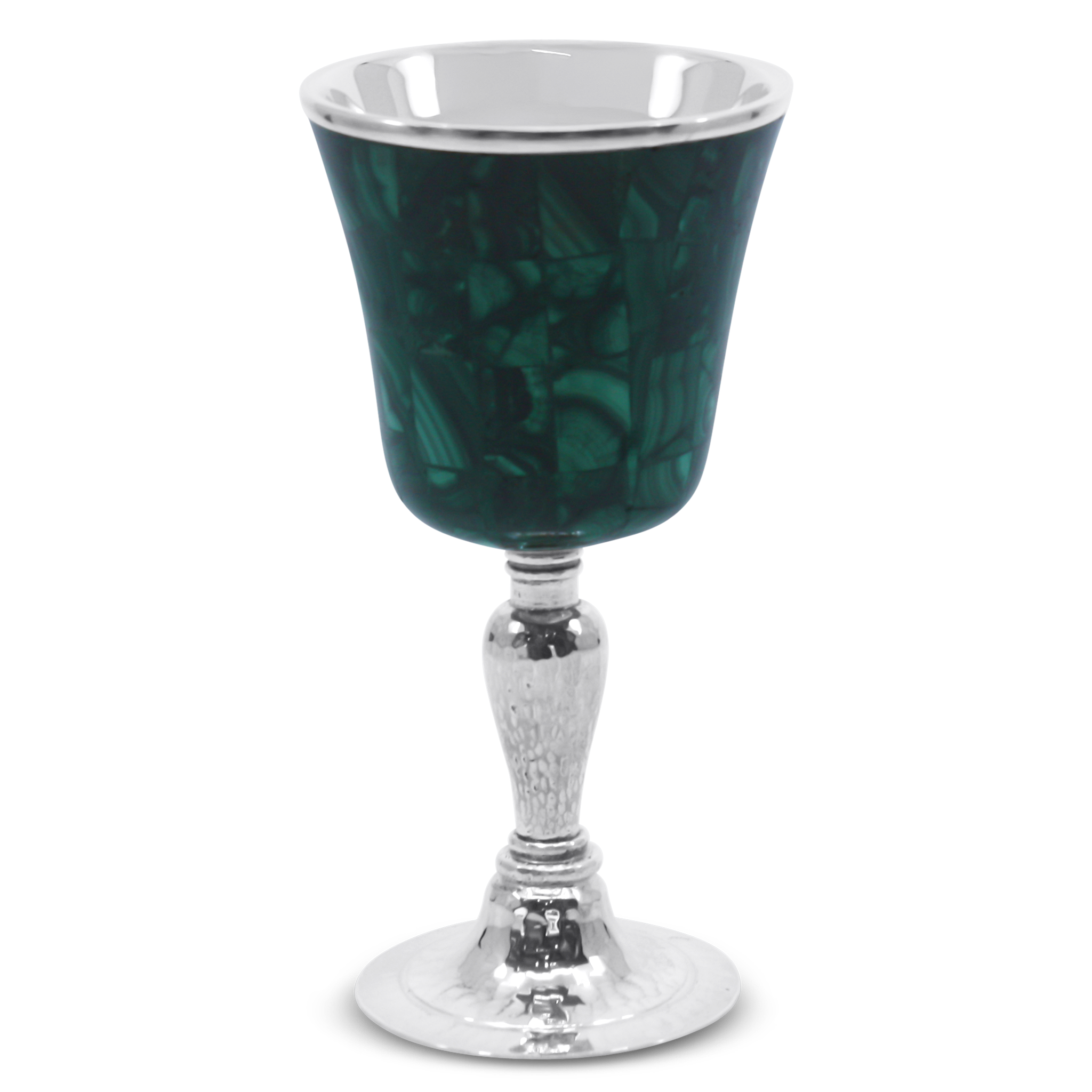 Silver and green kiddush cup