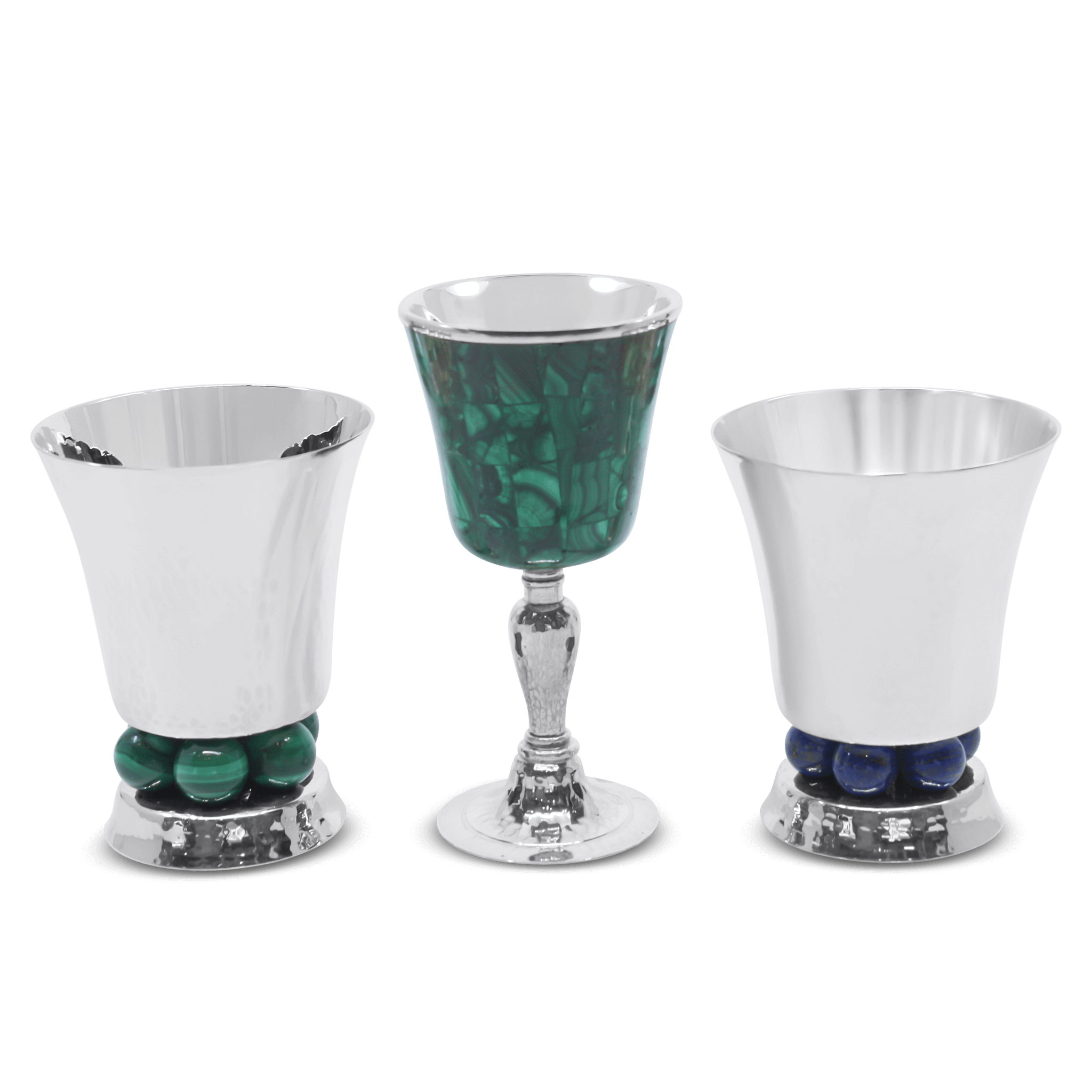 Silver and green kiddush cup