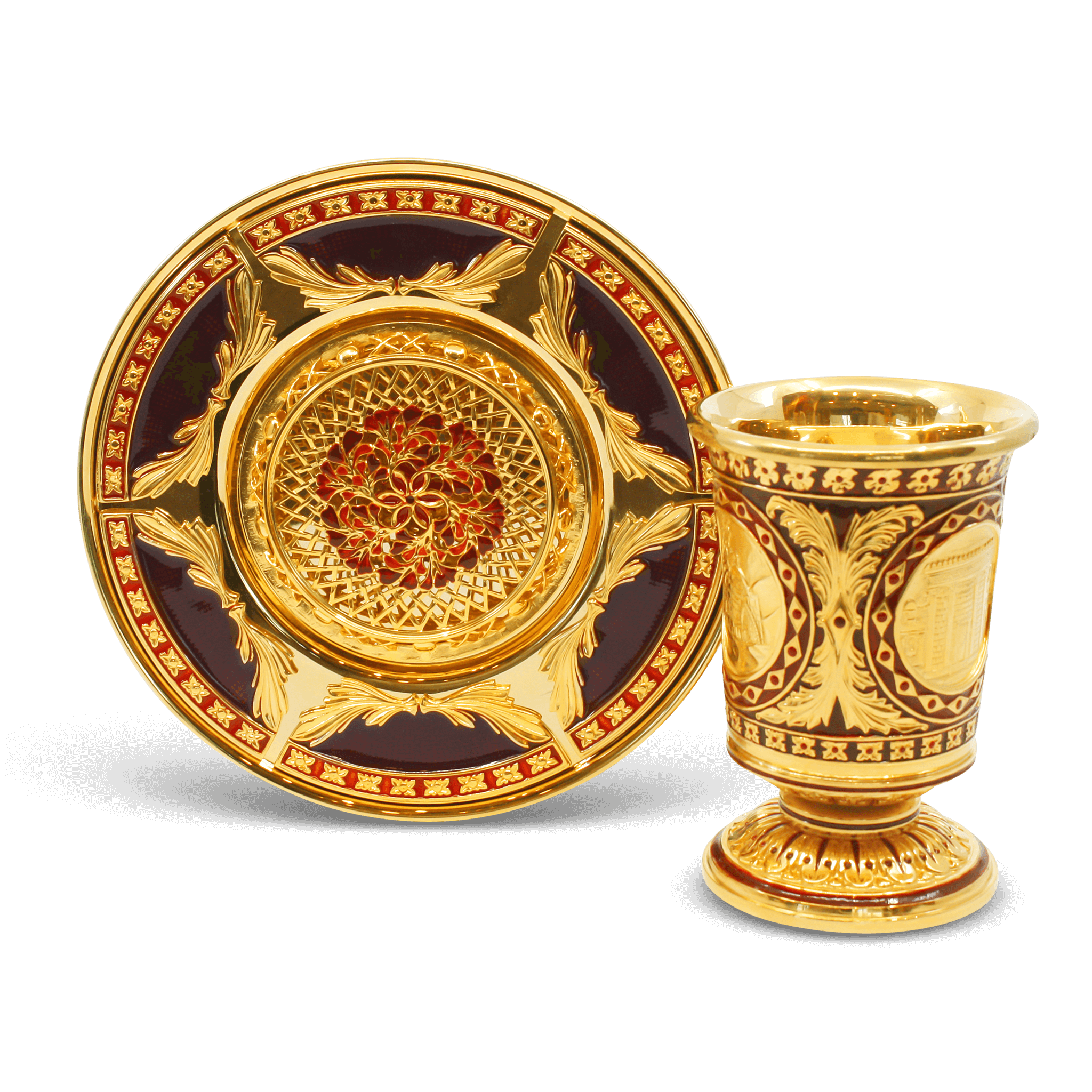 Gold and red kiddush cup