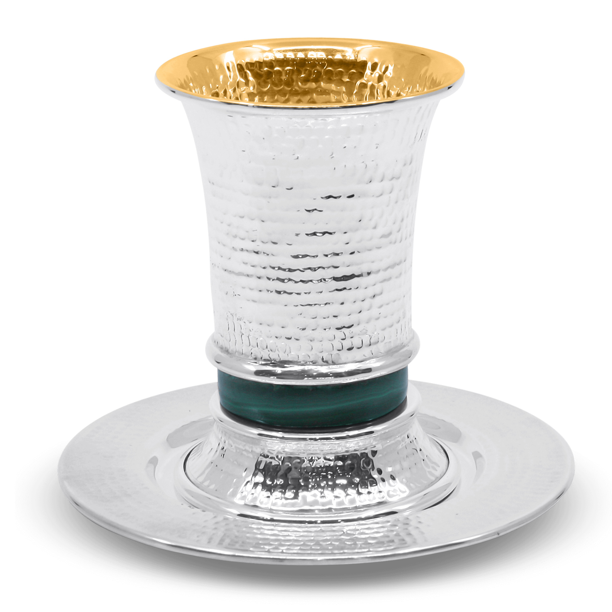 Gold plating decoration Hammered Malachite Kiddush Cup Set