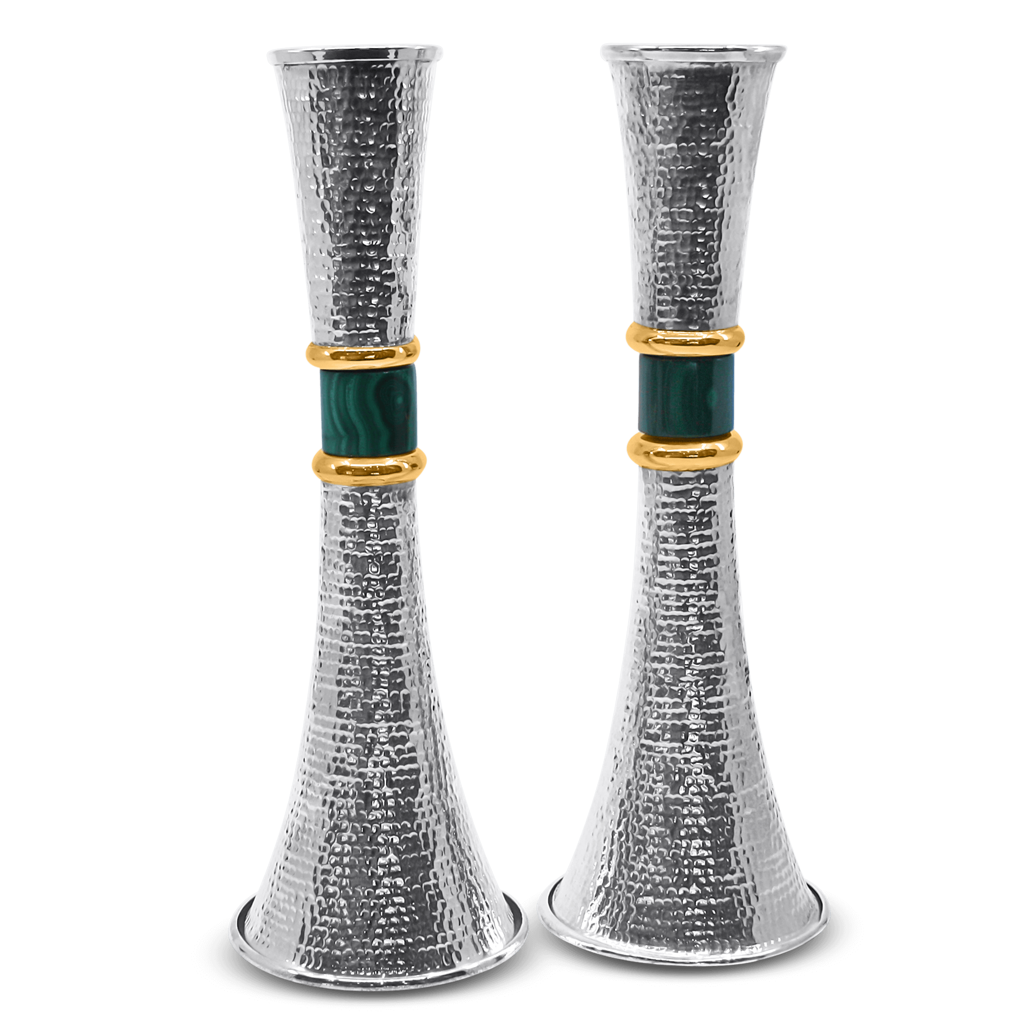 Gold plating decoration Hammered Malachite Kiddush Cup Set