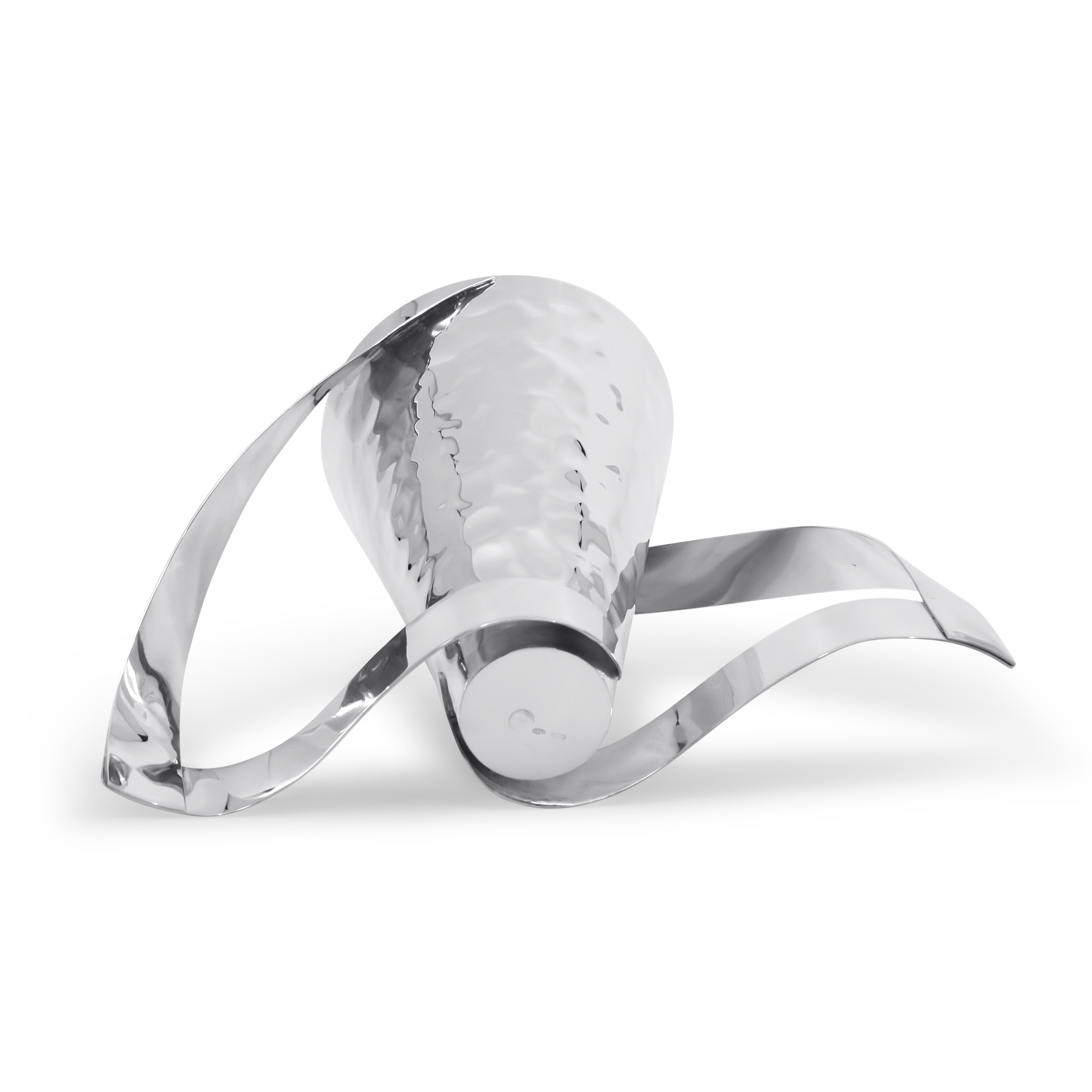 Modern sterling silver netilat yadayim wash cup with twisted ribbon handles Israeli Mike design 2