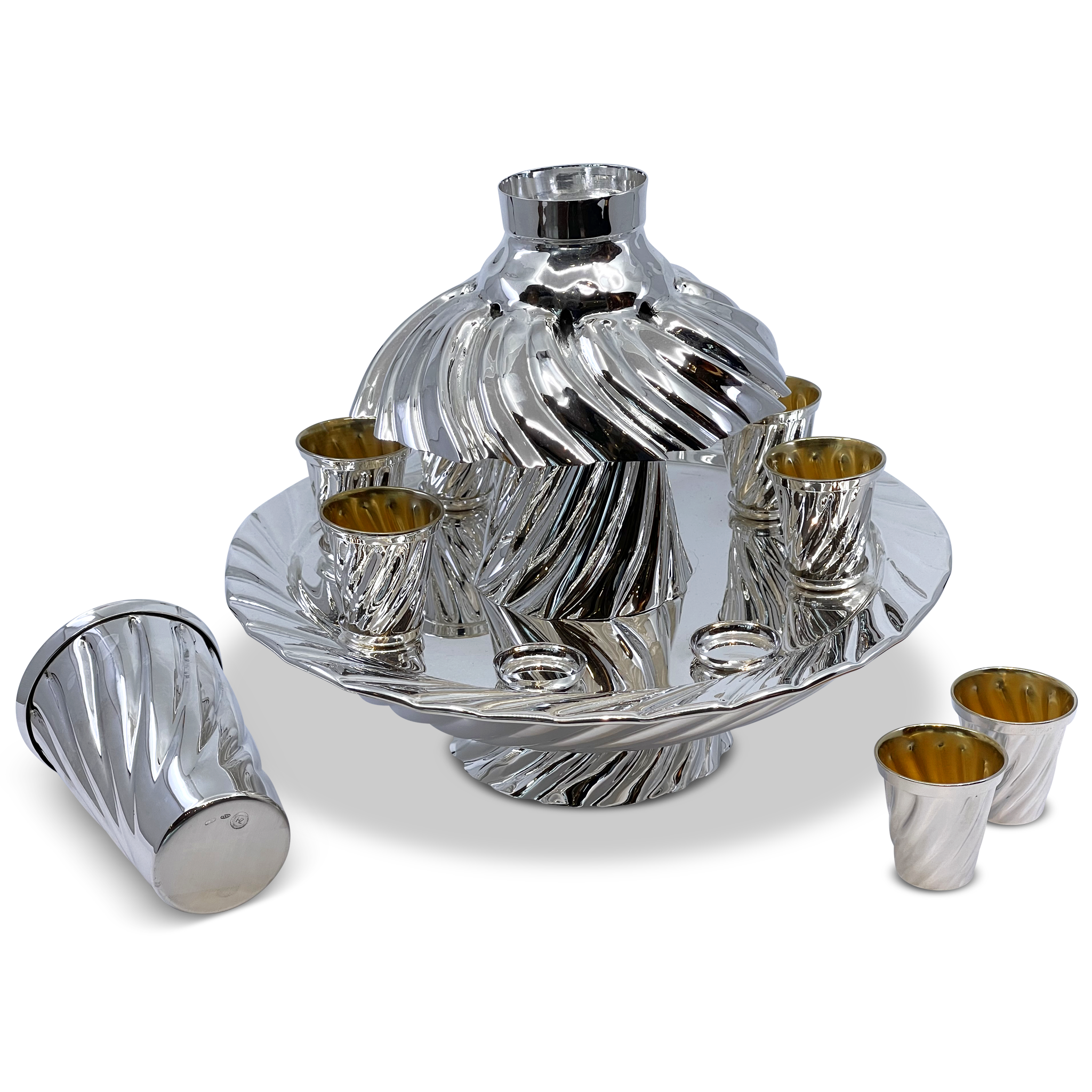 Silver Kiddush Fountain Spiral Collection A - Piece By Zion Hadad