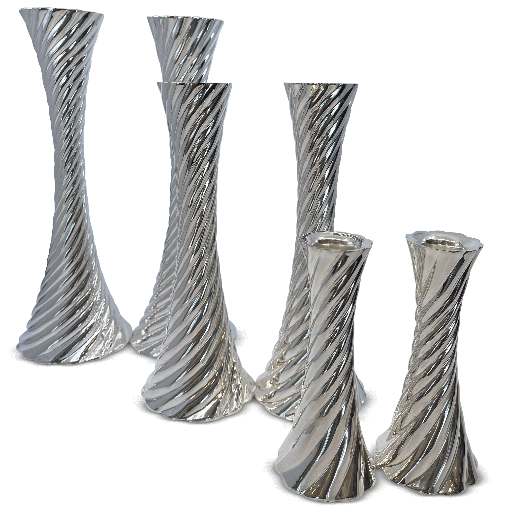 Spiral Silver Dalia Candlesticks C - Piece By Zion Hadad