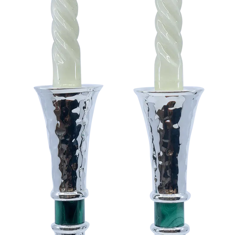 hammered silver candlesticks