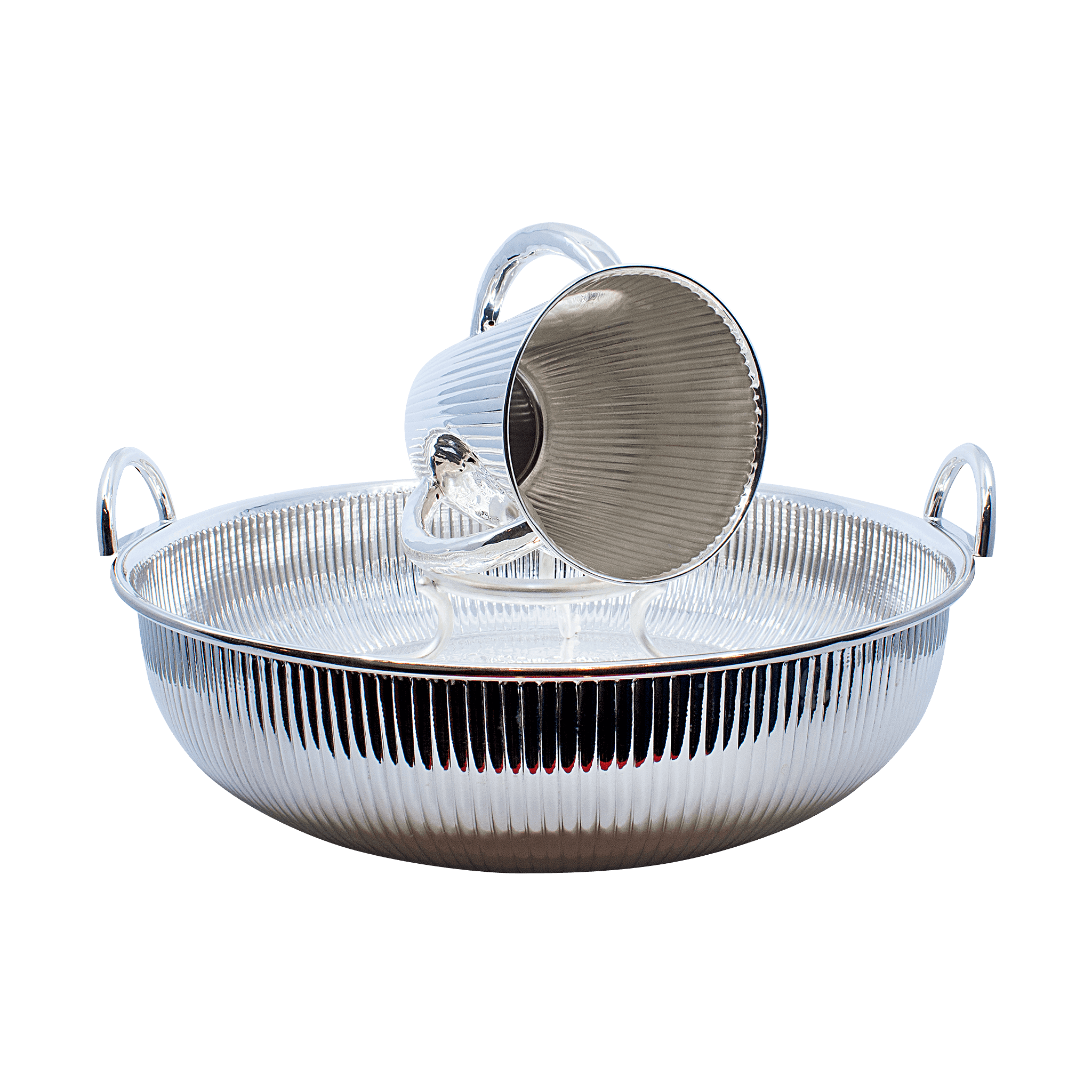A set of jug and a bowl for washing hands Striped embossing B - Piece By Zion Hadad