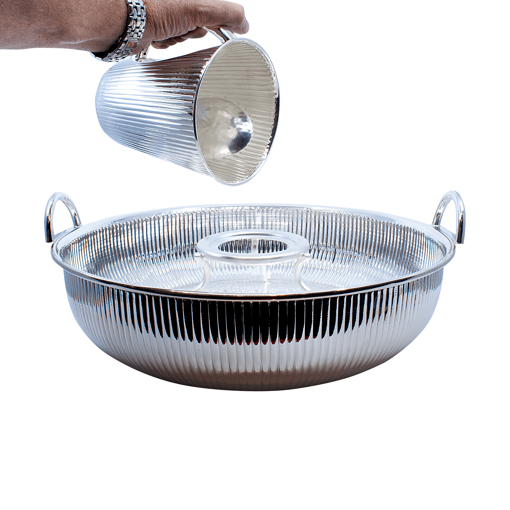 A set of jug and a bowl for washing hands Striped embossing C - Piece By Zion Hadad
