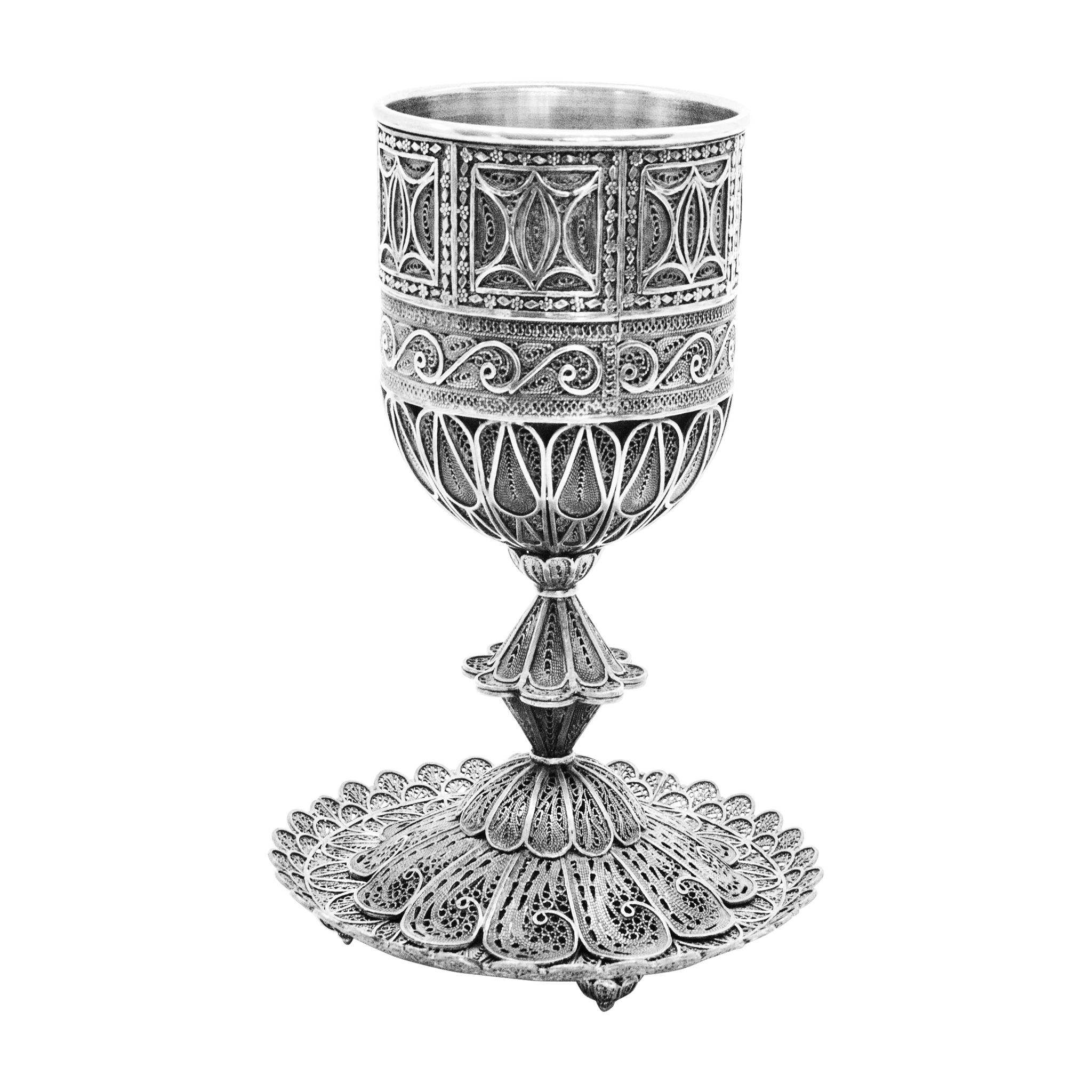 FILIGREE SET KIDDUSH CUP AND PLATE - Piece By Zion Hadad