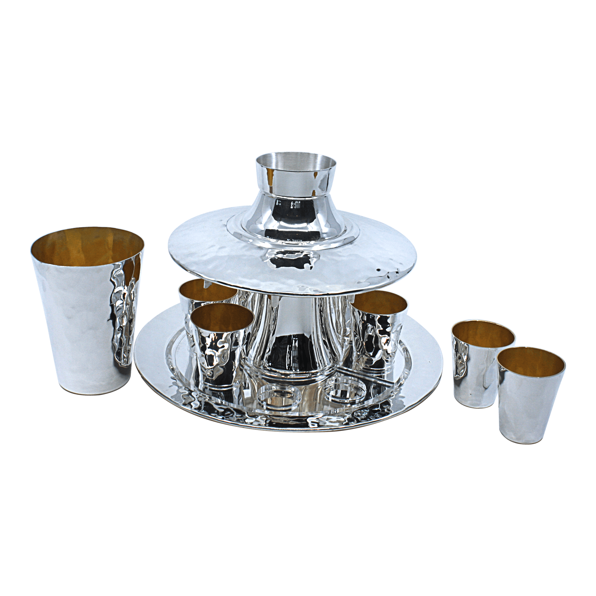 Hammered Shabbat Wine Fountain For 6,8 or 12 guests.F - Piece By Zion Hadad