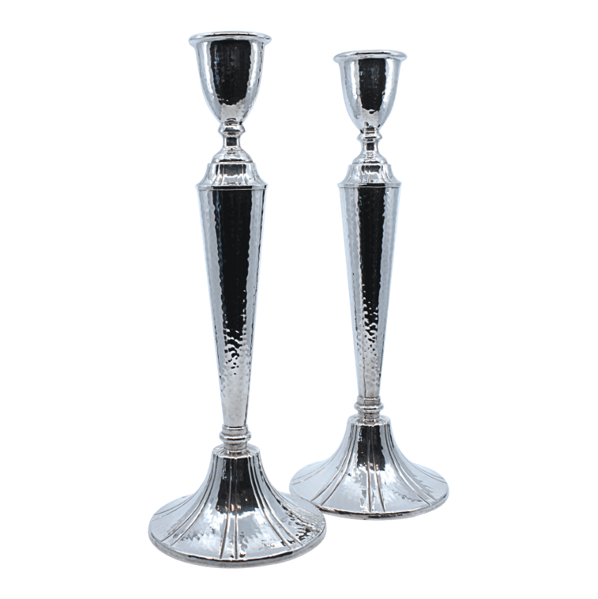 Hammered and Striped Shabbat Candlesticks - Piece By Zion Hadad