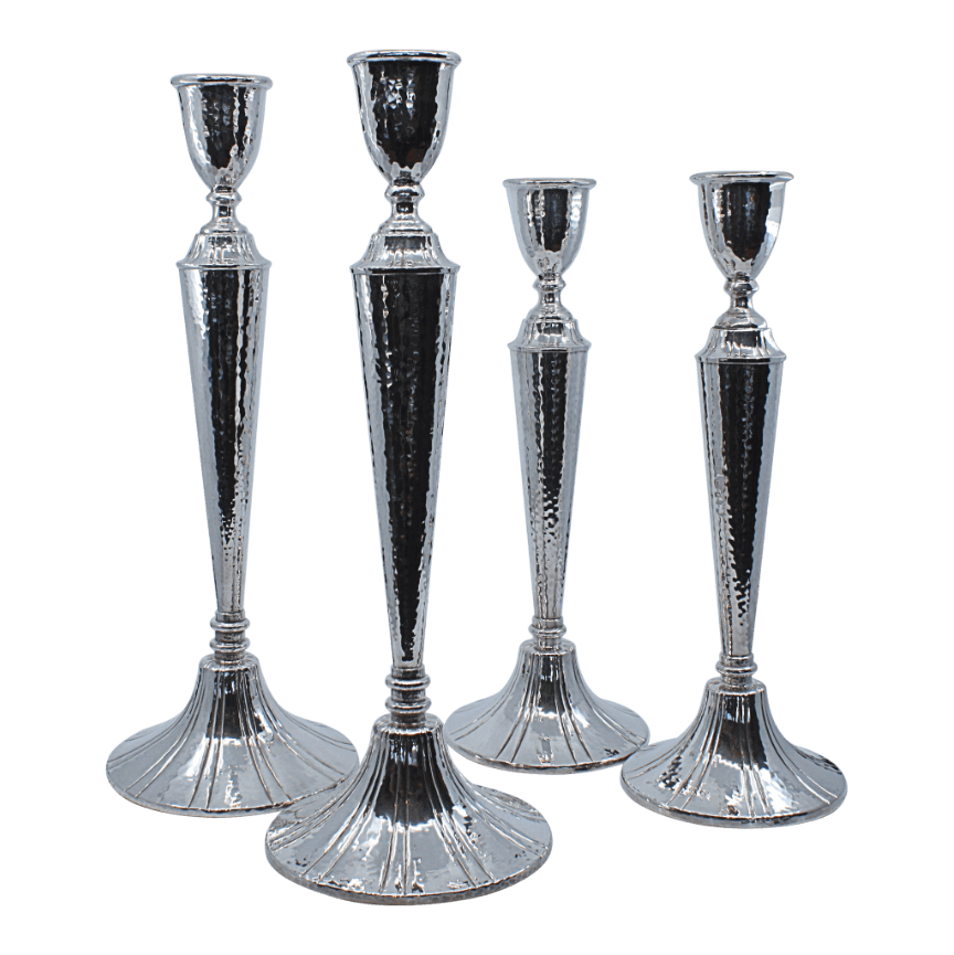 Hammered and Striped Shabbat Candlesticks A - Piece By Zion Hadad