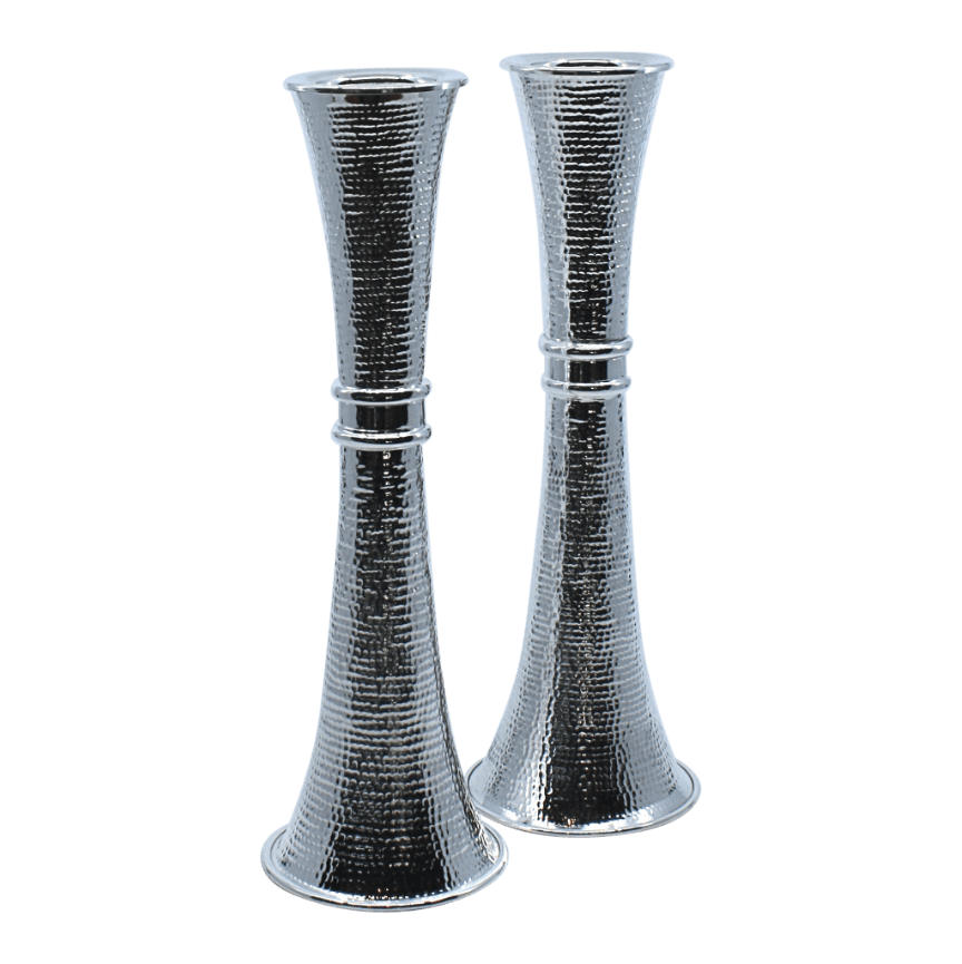 Hourglass Hammered Shabbat Candlesticks - Piece By Zion Hadad