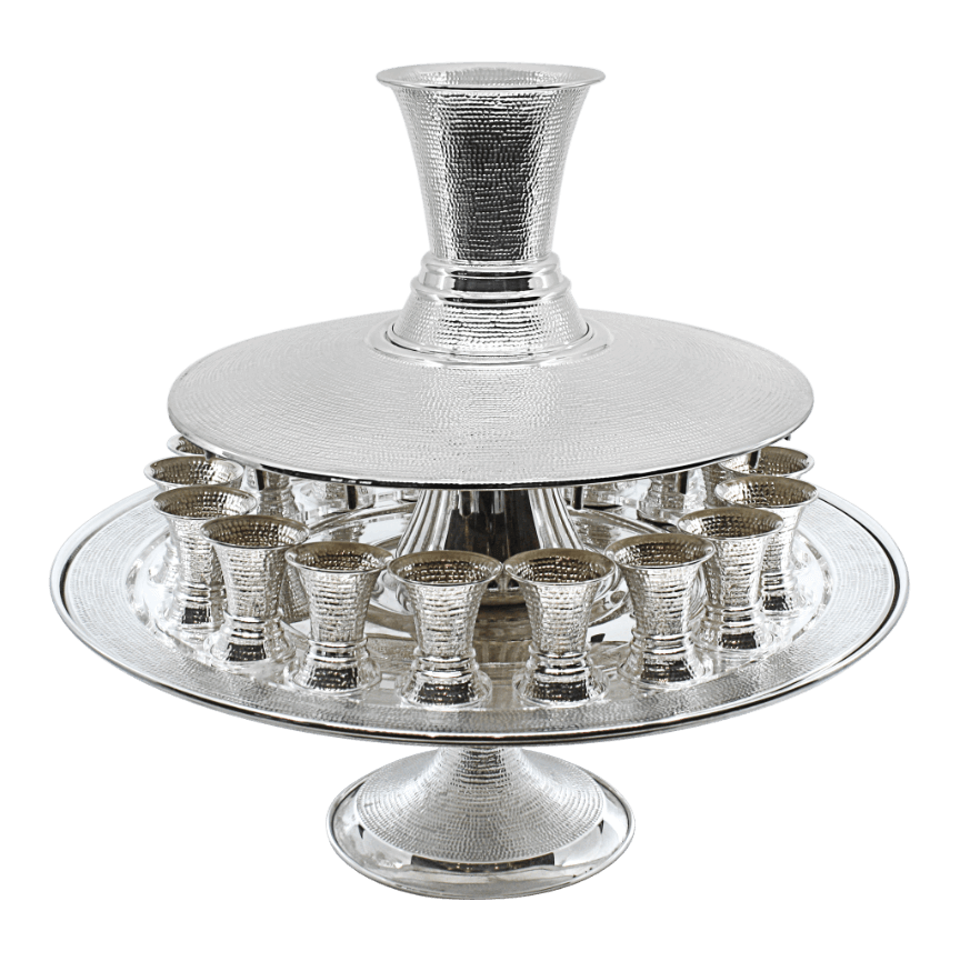 Large Spotted Kiddush Fountain- 18 Guests on stand - Piece By Zion Hadad