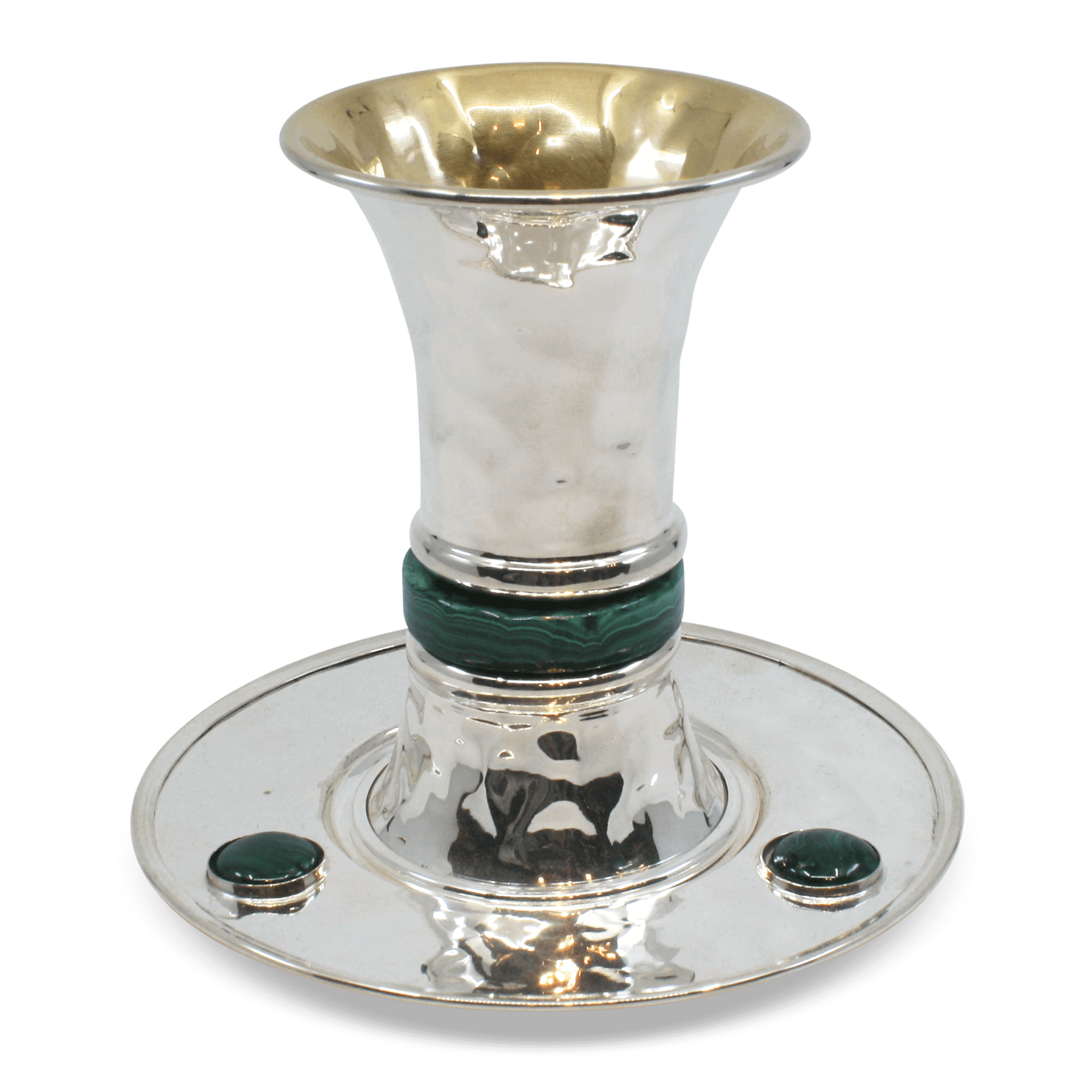 Modern Hammering Malachite Kiddush Cup B - Piece By Zion Hadad