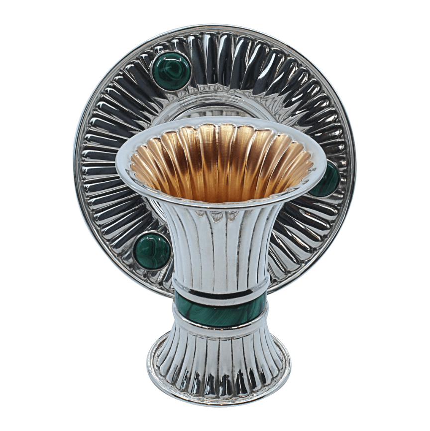 Modern Striped Malachite Kiddush Cup A - Piece By Zion Hadad