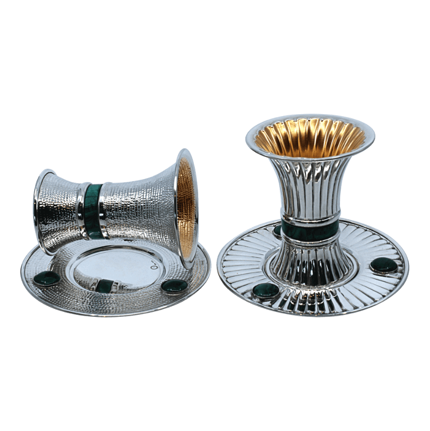 Modern Striped Malachite Kiddush Cup C - Piece By Zion Hadad