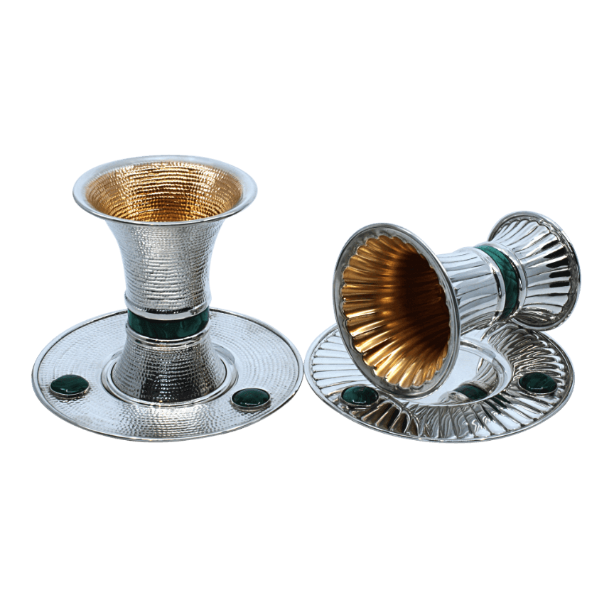 Modern Striped Malachite Kiddush Cup D - Piece By Zion Hadad