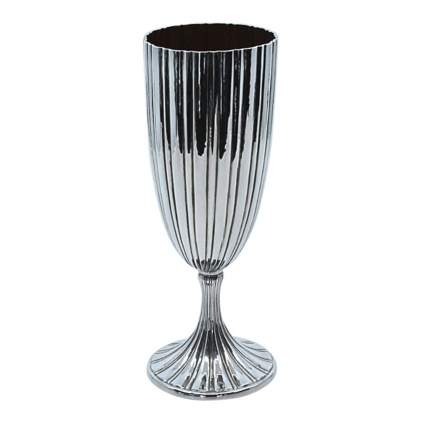 Modern Striped Sterling Silver Kiddush Glass - Piece By Zion Hadad