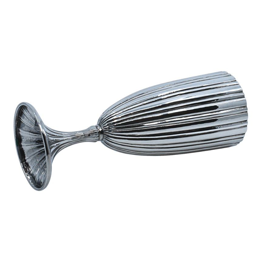 Modern Striped Sterling Silver Kiddush Glass A - Piece By Zion Hadad