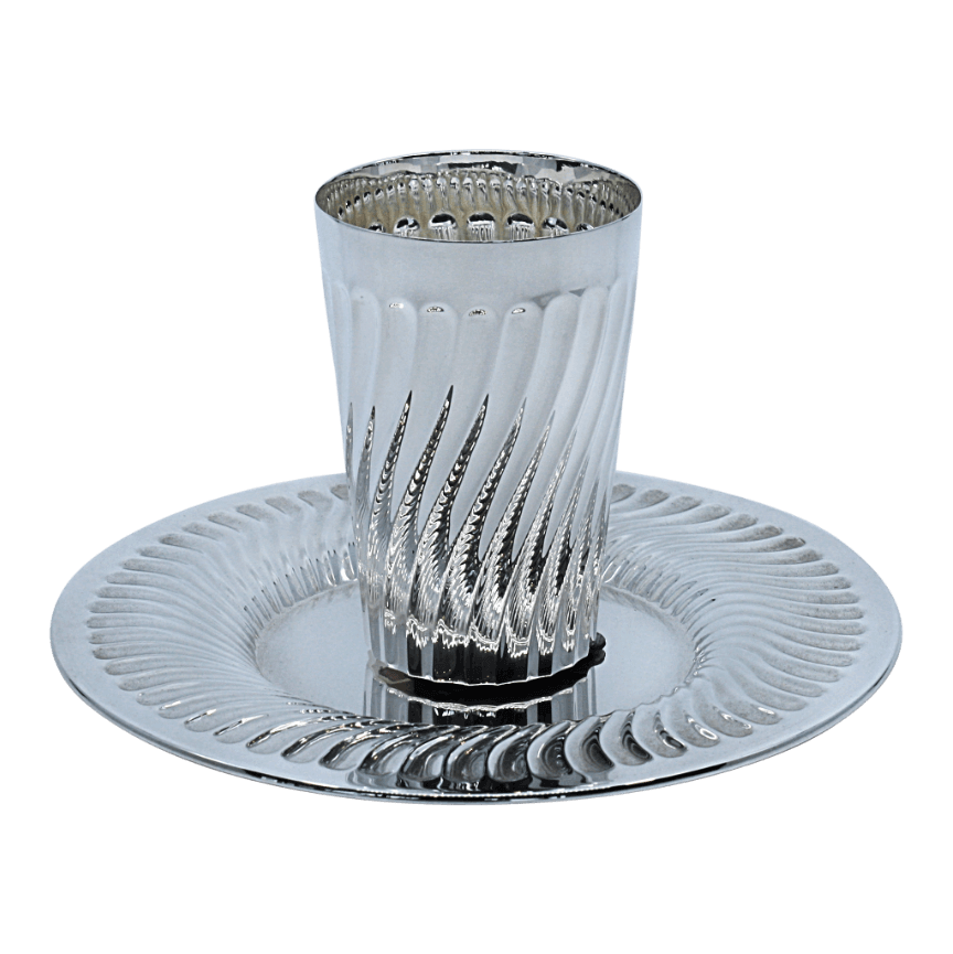 Porto Striped Silver Kiddush Cup - Piece By Zion Hadad
