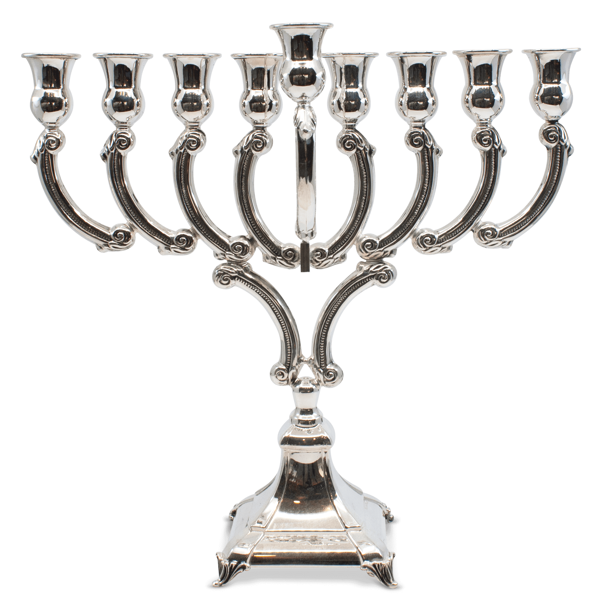 Sapir Silver Curved Branches Hanukkiah A - Piece By Zion Hadad