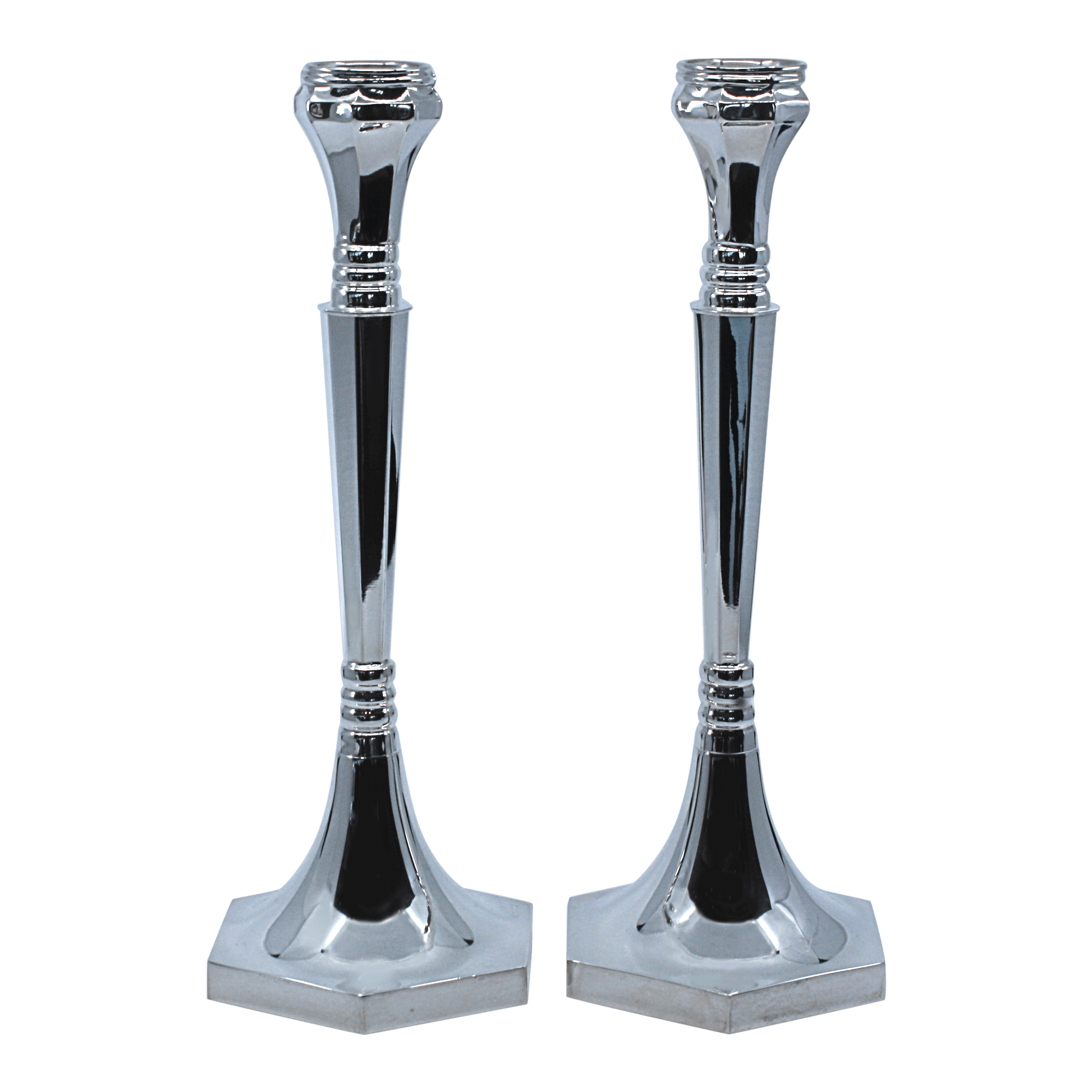 Silver Hexagon Shabat Candlesticks - Piece By Zion Hadad