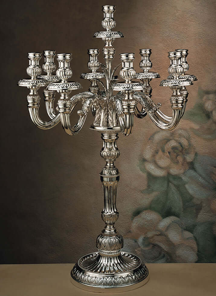 Silver Pampa Candelabra for Shabbat - Large C - Piece By Zion Hadad