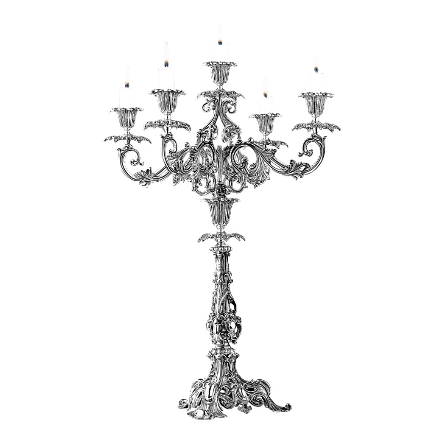 Silver Pampa Candelabra for Shabbat - Medium - Piece By Zion Hadad