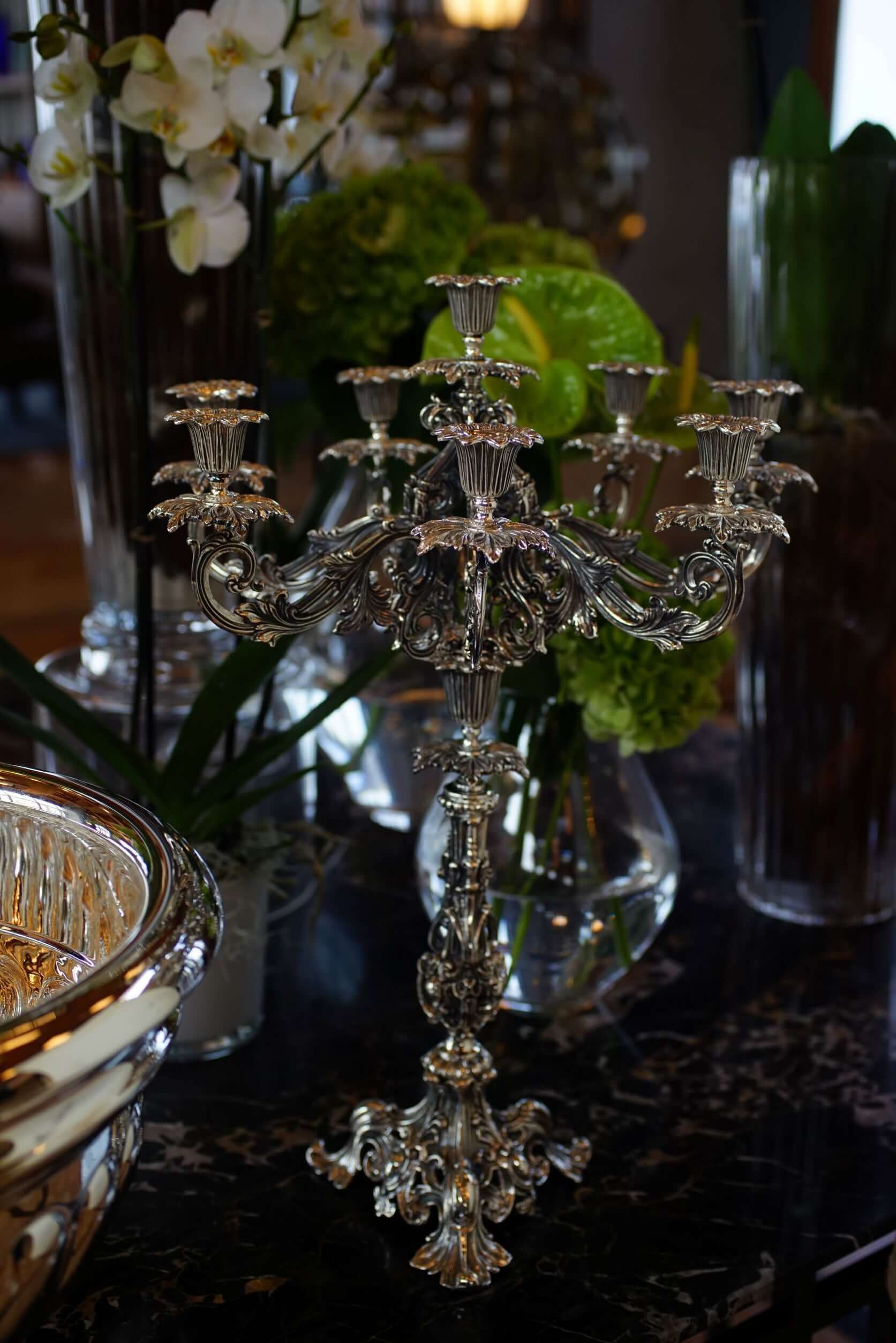 Silver Pampa Candelabra for Shabbat - Medium A - Piece By Zion Hadad