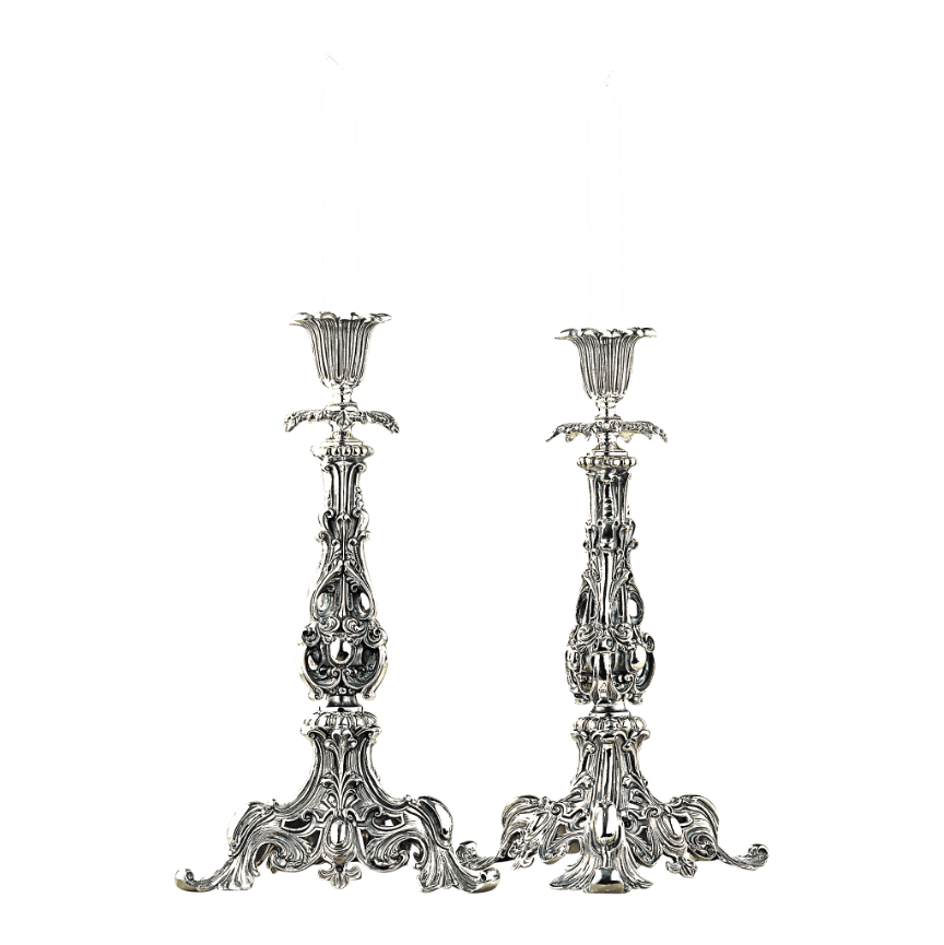 Silver Pampa Candlesticks for Shabbat - Piece By Zion Hadad