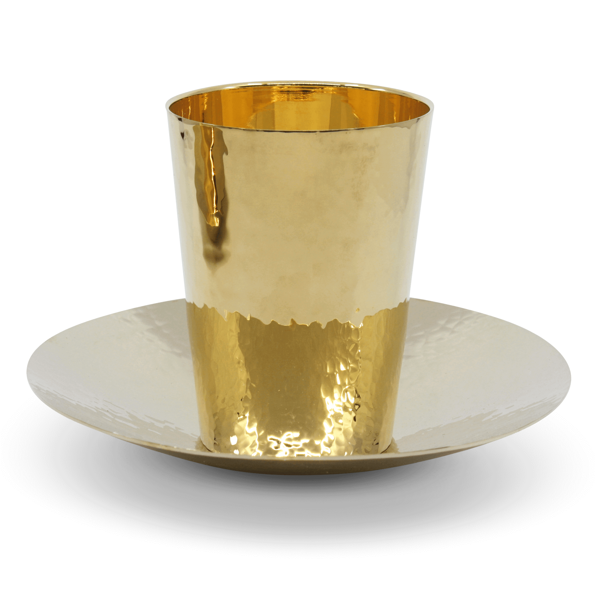 Sloped Silver Modern Kiddush Cup And Plate E - Piece By Zion Hadad