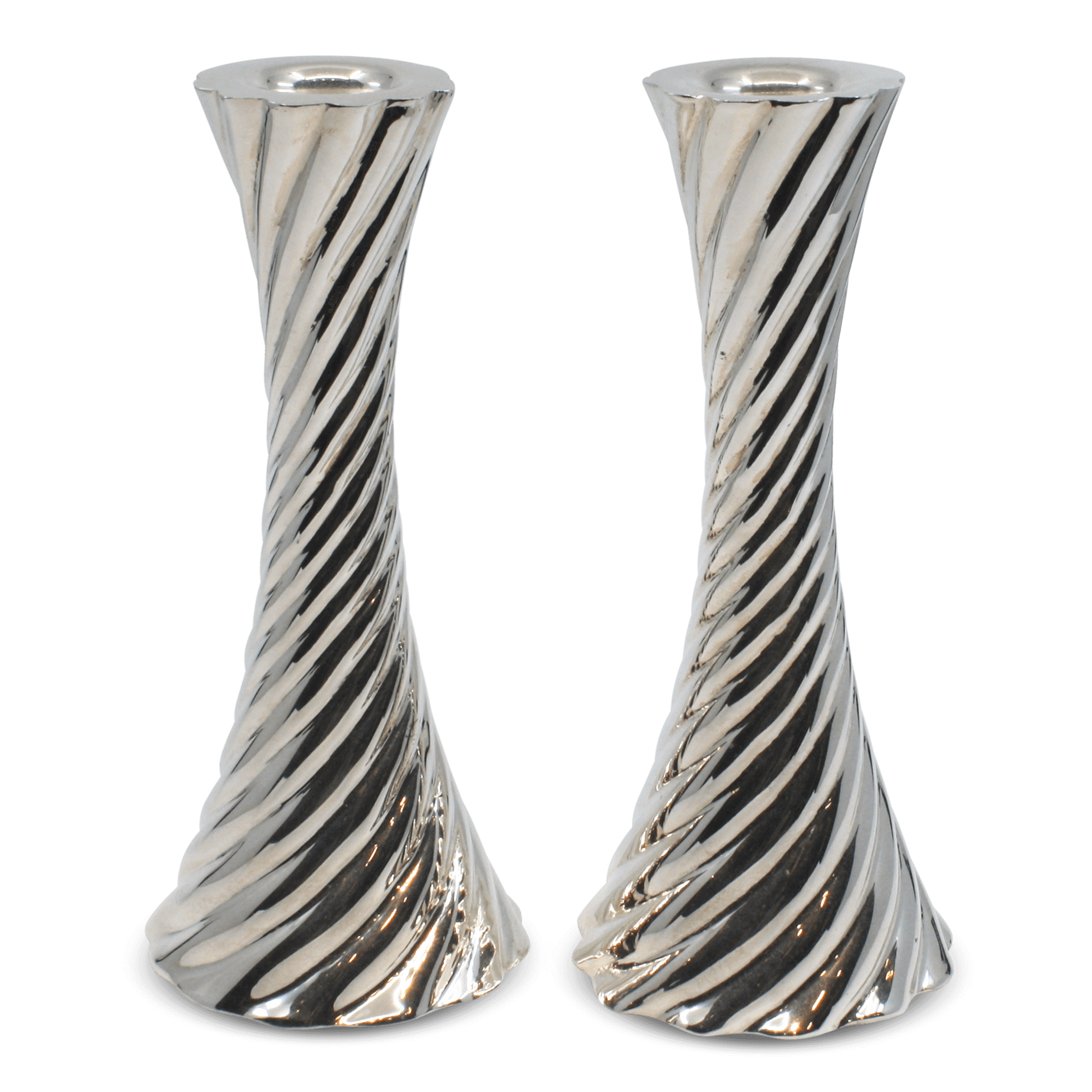 Spiral Silver Dalia Candlesticks - Piece By Zion Hadad