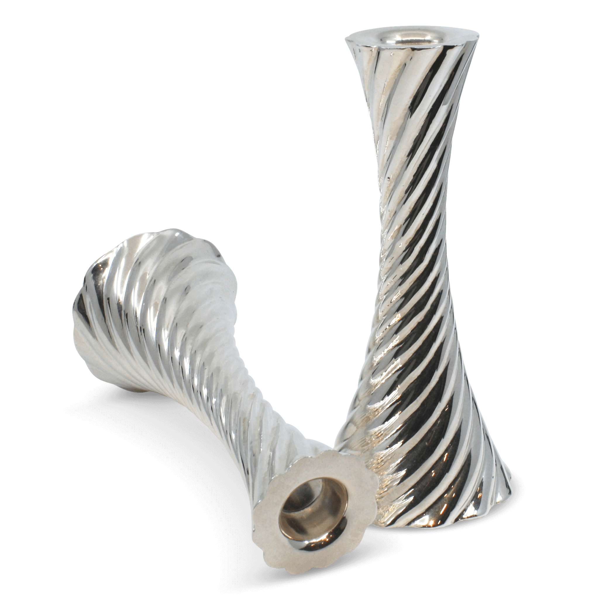 Spiral Silver Dalia Candlesticks B - Piece By Zion Hadad