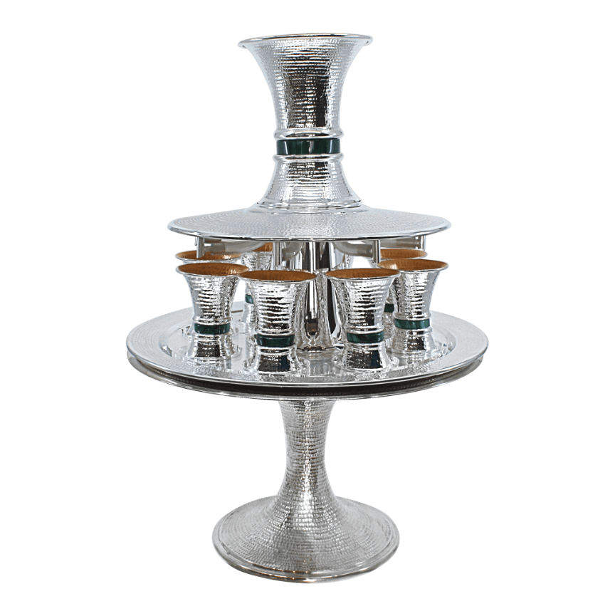 Spotted Malachite High Raised Kiddush Wine Fountain D - Piece By Zion Hadad