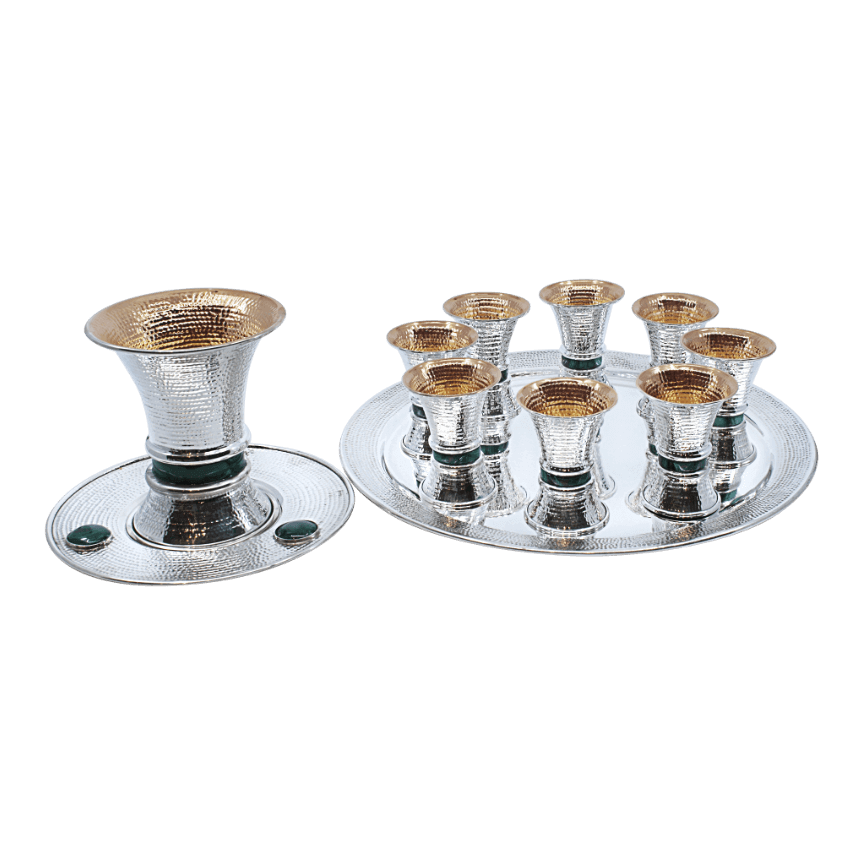 Spotted Malachite Shabbat wine fountain Set - Piece By Zion Hadad