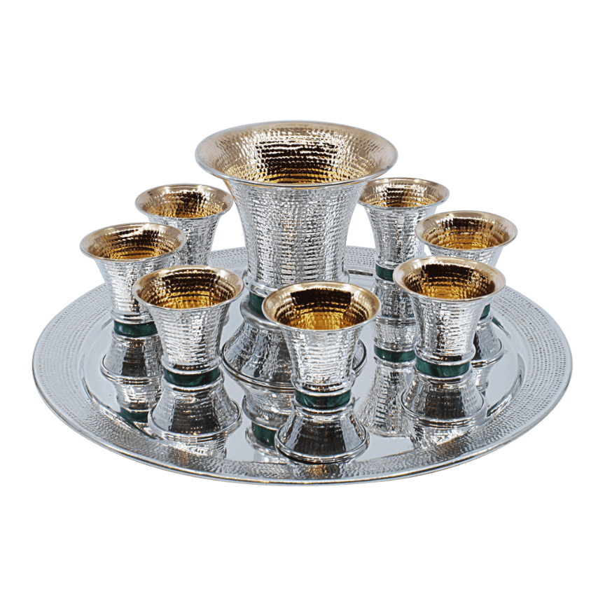 Spotted Malachite Shabbat wine fountain Set A - Piece By Zion Hadad