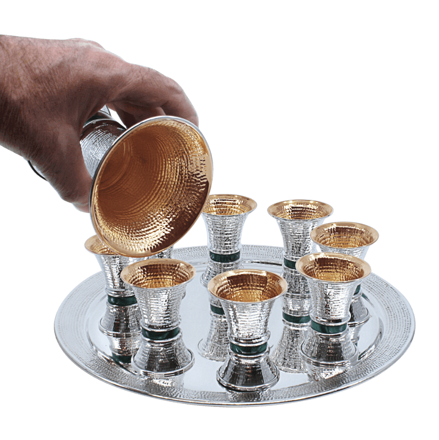Spotted Malachite Shabbat wine fountain Set B - Piece By Zion Hadad