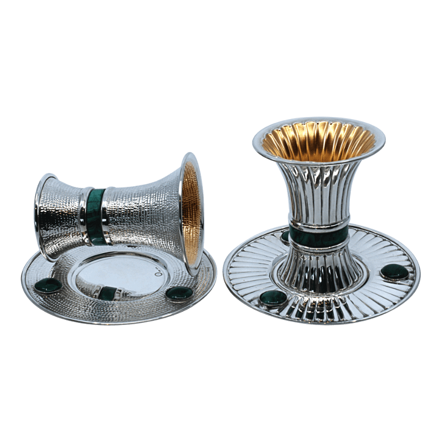 Spotted Modern Malachite Kiddush Cup A - Piece By Zion Hadad
