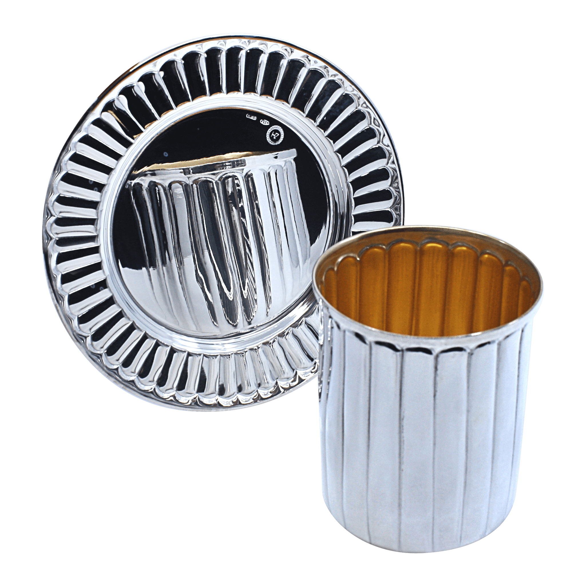 Stripes Silver Kiddush Cup A - Piece By Zion Hadad