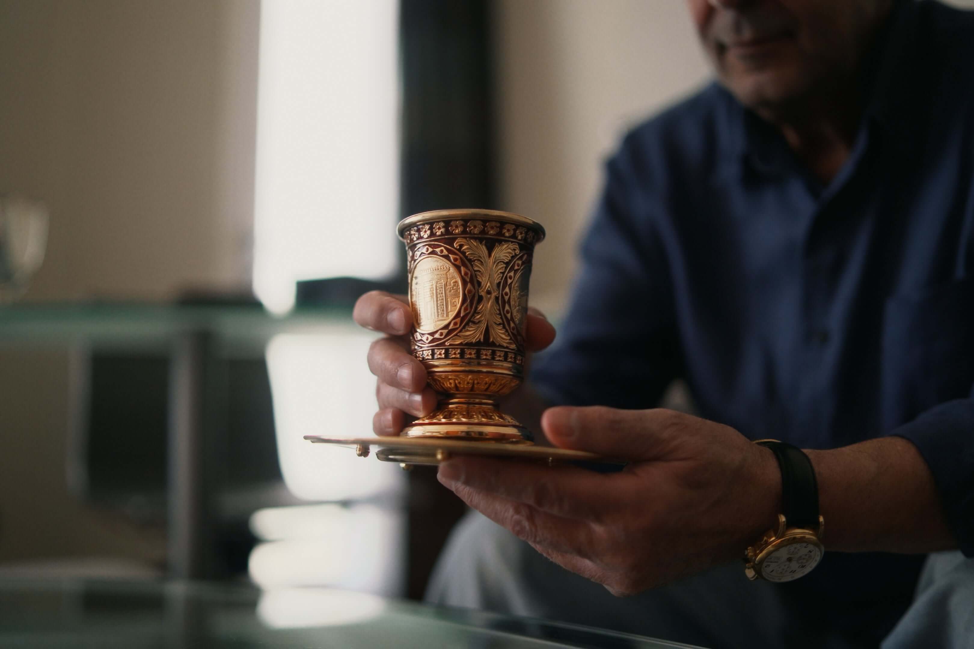 Handcrafted kiddush cup sterling silver
