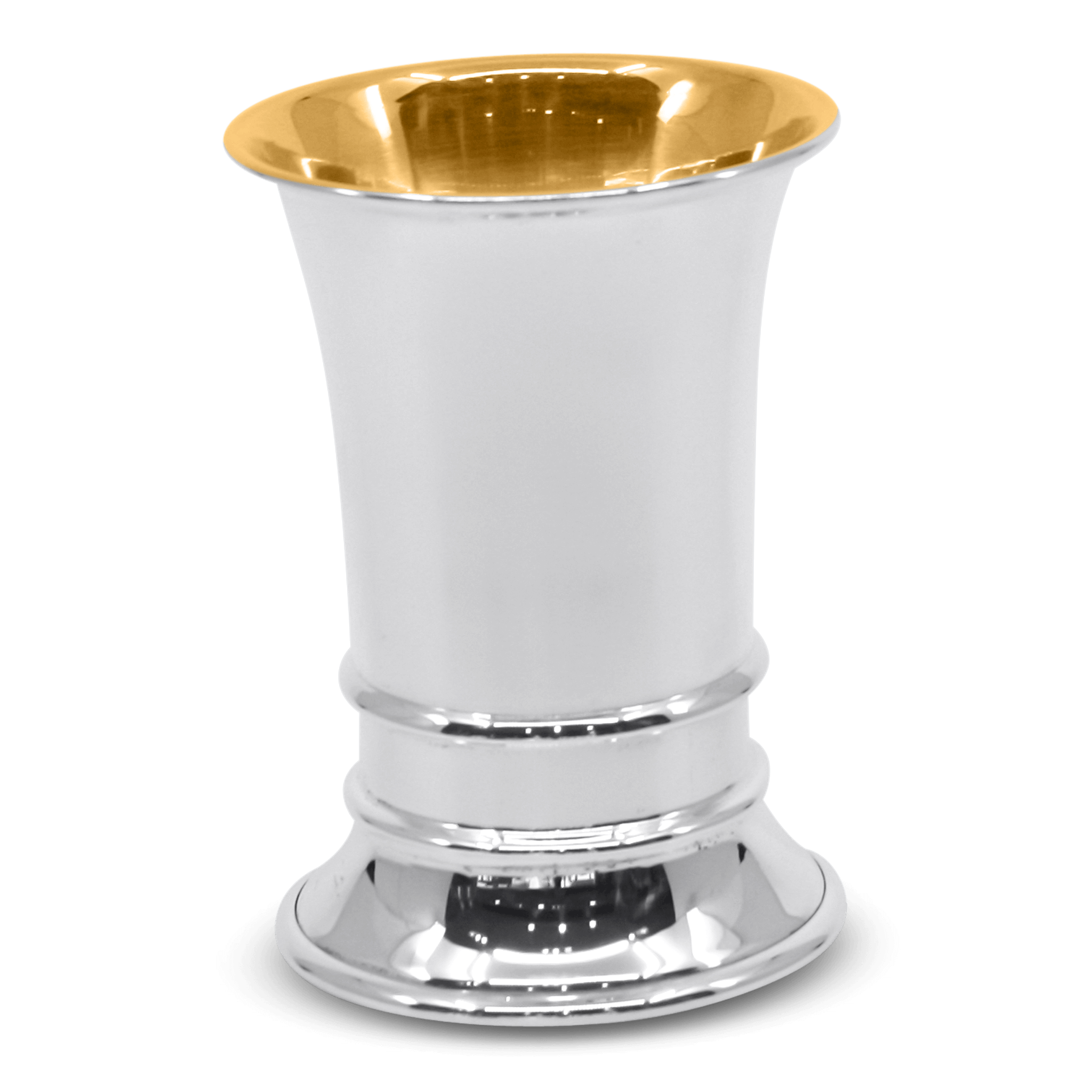 Classic polished sterling silver kiddush cup and plate set with gold interior Italian2