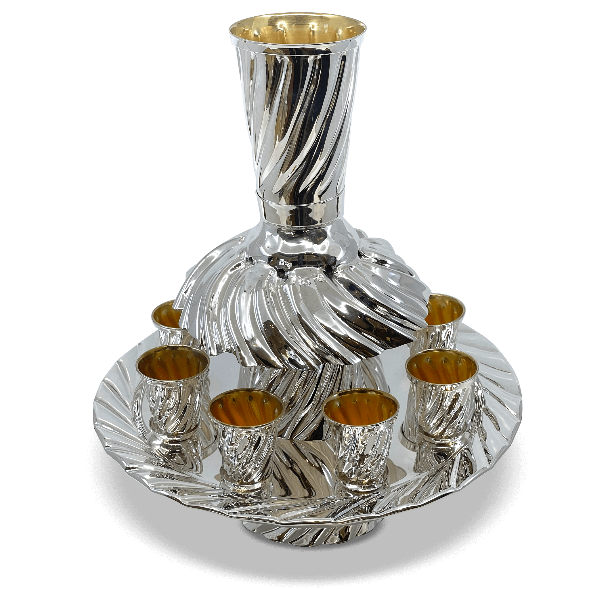 "Dalia" Spiral Silver Wine Fountain - Piece By Zion Hadad